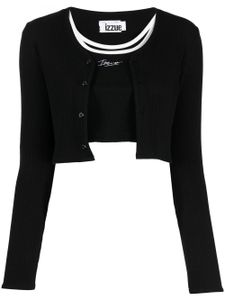 izzue ensemble cardigan-pantalon texturé - Noir