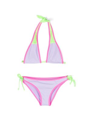 MC2 Saint Barth Kids bikini à logo brodé - Violet