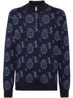 Billionaire monogram-jacquard mock-neck jumper - Bleu - thumbnail