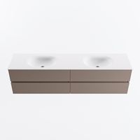MONDIAZ VICA 190cm badmeubel onderkast Smoke 4 lades. Wastafel MOON dubbel 2 kraangaten, kleur Talc.