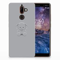 Nokia 7 Plus Telefoonhoesje met Naam Grijs Baby Olifant - thumbnail