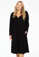 Yoek Jurk met plooien | Zwart | Maat 42/44