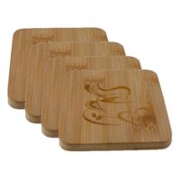 Set van 20x stuks houten vierkante glazen onderzetters 10 x 10 cm