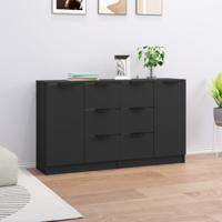 Dressoirs 2 st 60x30x70 cm bewerkt hout zwart