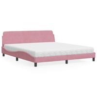 Bed met matras "Dover" fluweel roze 180x200 cm
