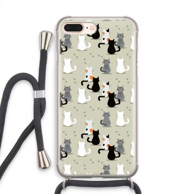 Katten: iPhone 8 Plus Transparant Hoesje met koord
