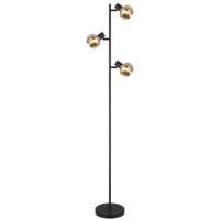 Globo Zwarte vloerlampTokki 3-lichts amber smoke glas - 54309SB