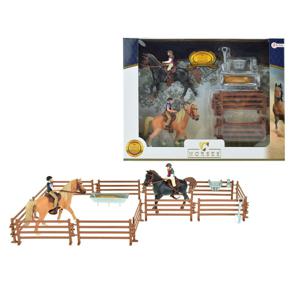 Toi Toys Twee Paarden Met Ruiters Hekwerk En 4 Assorti Accessoires