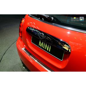 RVS Bumper beschermer passend voor 'Deluxe' Mini One/Cooper F56 3-deurs 3/2014- Chroom/Rood-Zwar AV244028