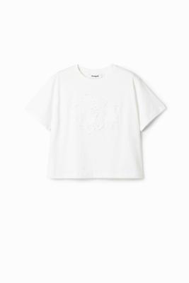 T-shirt met bloemenpatch - MATERIAL FINISHES - XL