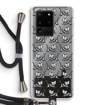 Zwarte poes: Samsung Galaxy S20 Ultra Transparant Hoesje met koord