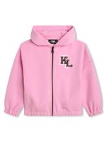 Karl Lagerfeld Kids hoodie zippé à logo imprimé - Rose - thumbnail