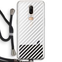 Strepen zwart-wit: OnePlus 6 Transparant Hoesje met koord