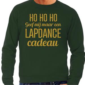 Foute kersttrui/trui voor heren - Hohoho lapdance cadeau - groen - glitter goud