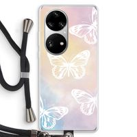 White butterfly: Huawei P50 Pro Transparant Hoesje met koord