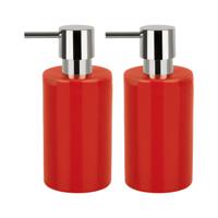 Luxe zeeppompje/dispenser Sienna - 2x - glans rood - porselein - 16 x 7 cm - 300 ml - thumbnail