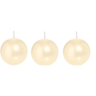 Trend Candles Bolkaars glad - 3x - creme wit - 8 cm - 25 branduren - ronde kaarsen