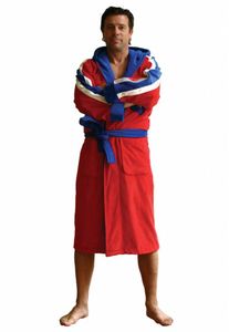 Funky herenbadjas Champ rood met capuchon