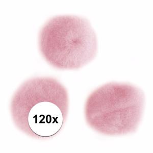 Rayher Hobby knutsel pompons - 15 mm - roze - 60x stuks - vormen/figuren/bolletjes