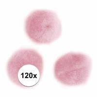 Rayher Hobby knutsel pompons - 15 mm - roze - 60x stuks - vormen/figuren/bolletjes