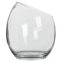 Mica Decorations schuine vaas/schaal - gerecycled glas - transparant - D28 x H32 cm - Vazen - thumbnail