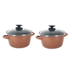 Set van 2x stuks rvs rose kookpan/pan met glazen deksel 24 cm 9 liter