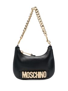 Moschino sac porté épaule à logo orné de cristaux - Noir