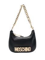 Moschino sac porté épaule à logo orné de cristaux - Noir