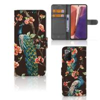 Samsung Galaxy Note 20 | Telefoonhoesje | Met pasjeshouder | Pauw met Bloemen