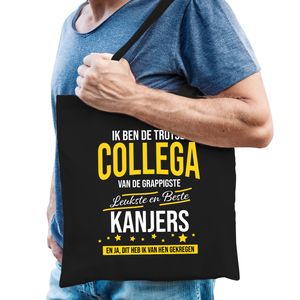 Trotse collega van de leukste kanjers katoenen kado tas heren zwart voor collegas   -