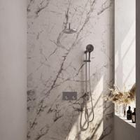 Brauer Brushed Edition Thermostatische Regendoucheset Inbouw - Hoofddouche 20 cm - Gebogen Wandarm - Met Drukknoppen - Handdouche 3 Standen - Doucheslang - Geintegreerde Glijstang - Rvs