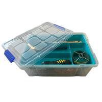 Gereedschap opbergbox - 9L - blauw - batterijen/bitjes/schroeven/tape opbergen - 26 x 37 x 14 cm