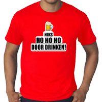 Grote maten niks ho ho ho bier doordrinken foute Kerst t-shirt rood voor heren - thumbnail