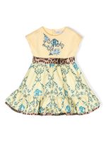 Roberto Cavalli Junior robe superposée à imprimé baroque - Jaune