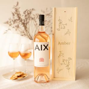 Wijn in gegraveerde kist - AIX rosé (Magnum)