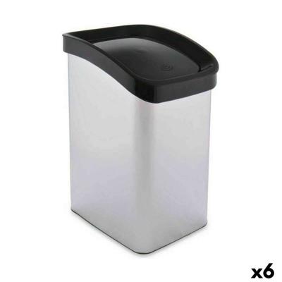 Afvalemmer Berilo Zilverkleurig Plastic 12 L Gekanteld (6 Stuks)