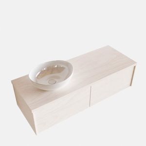 Badkamermeubel BWS Madrid Wit 120 cm met Topblad en Keramische Waskom Links (2 lades, 1 kraangat)
