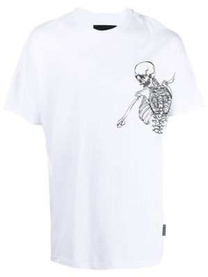 Philipp Plein t-shirt à imprimé squelette - Blanc