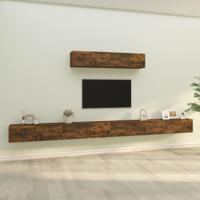 6-delige Tv-meubelset bewerkt hout gerookt eikenkleurig