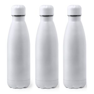 3x Stuks Rvs waterfles/drinkfles wit met schroefdop 790 ml