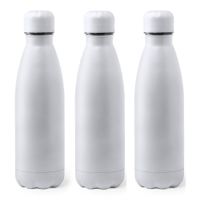 3x Stuks Rvs waterfles/drinkfles wit met schroefdop 790 ml