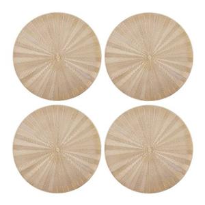 Mikasa - Placemats, Set van 4 Stuks, Rond, Kunstleer, 38 CM, Goud - Mikasa