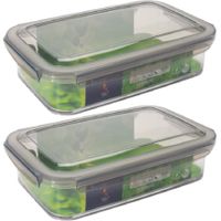 3x Voorraad/vershoudbakjes 1,2 liter transparant/grijs plastic 24 x 15 cm