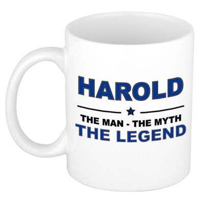 Harold cadeau mok - man myth legend - naam koffiemok - 300 ml - collega - vaderdag
