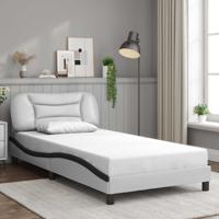 Bedframe zonder matras "Hvar" kunstleer zwart en wit 100x200 cm