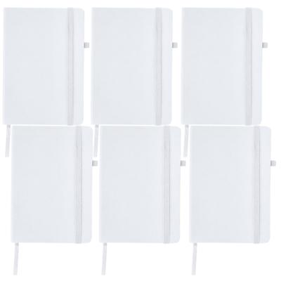 Notitieboekje / opschrijfboekje A5 - 6x - wit - 15 x 21 cm - harde kaft