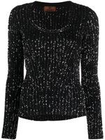 Missoni pull en maille nervurée à sequins - Noir