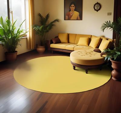 Rond ontwerp vinyl tapijt geel