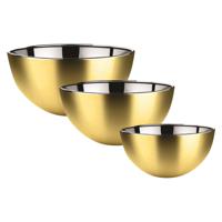 Voedsel serveer schalen set - 3x stuks - metallic goud - RVS - Dia 19/23/29 cm