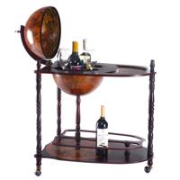 Eucalyptushouten Barwagen 88 cm Houten Bol Wijnbar Standaard 16e Eeuws Italiaans Rek Grotere Plank voor Meer Likeurfles